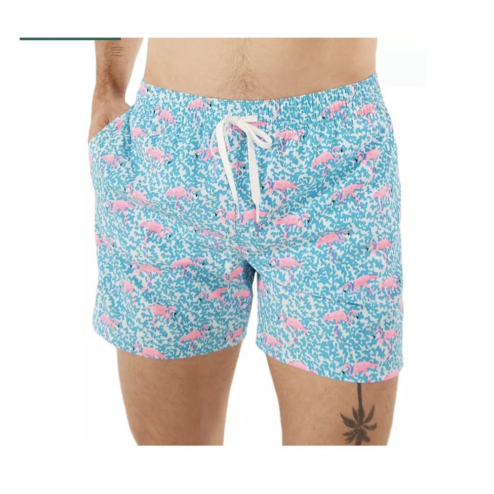 Chubbies Size XL Blue Men's Domingos for Flamingos Stretch Classic Swim Trunks